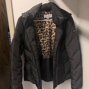 Never Worn Gray & Cheetah Print Calvin Klein Coat